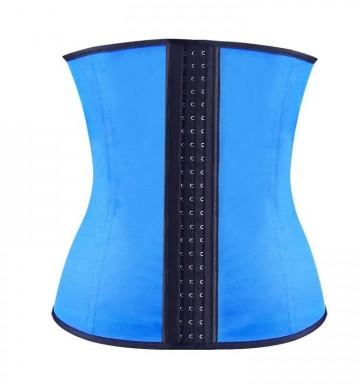 Blue latex/Cotton Waist training Corset