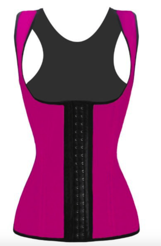 Pink Latex corset with shoulder straps